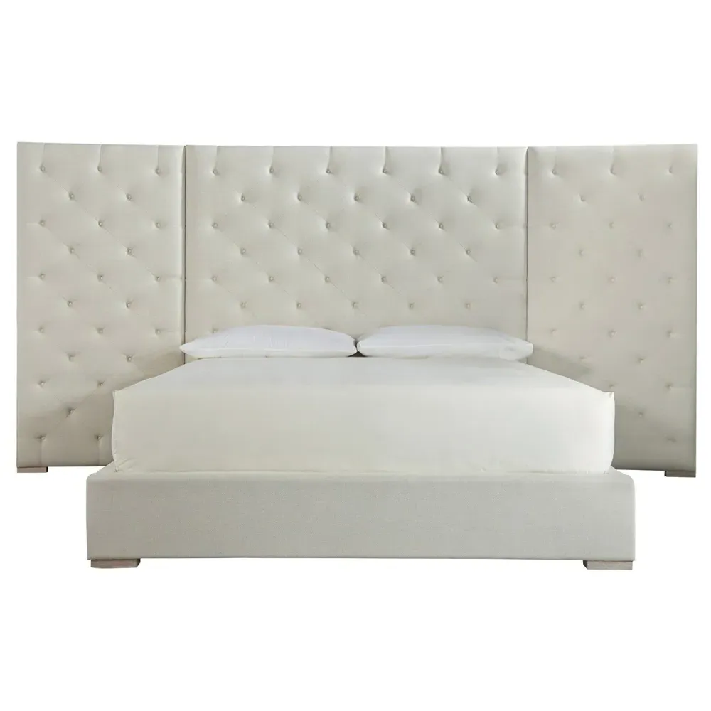 Oliver King Button Tufted Wall Panel Platform Bed - White