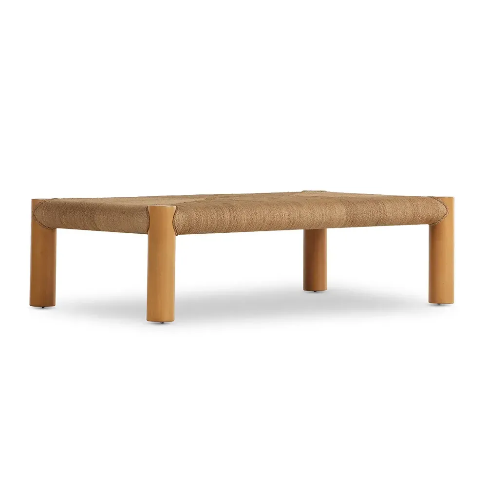 Olivia Coffee Table with Braided Top - Brown, Mahogany