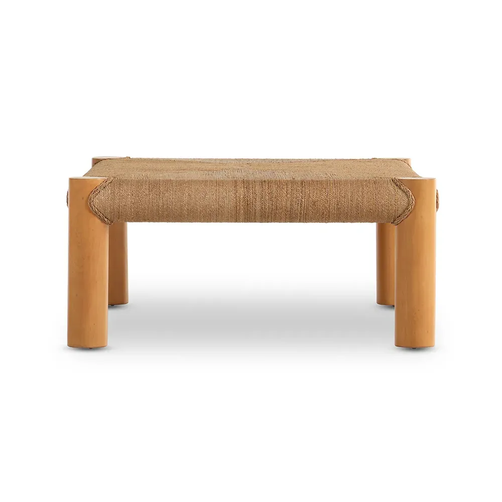 Olivia Coffee Table with Braided Top - Brown, Mahogany