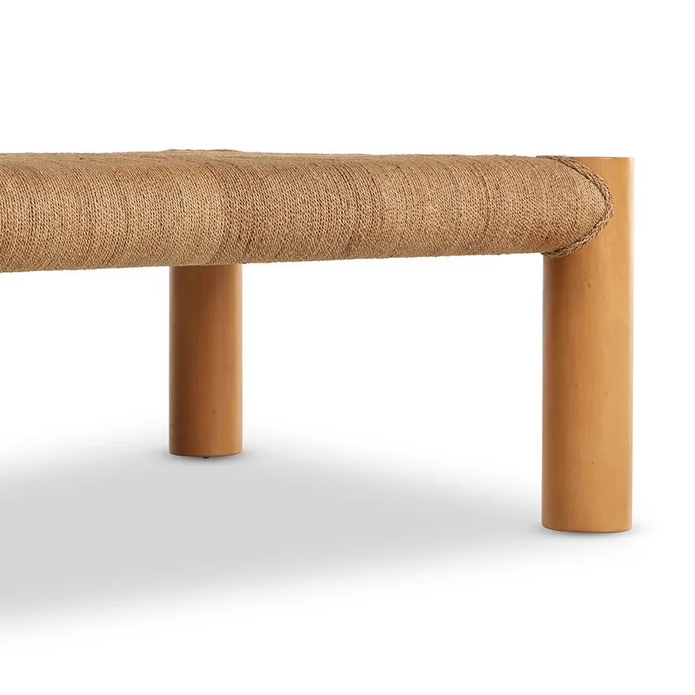 Olivia Coffee Table with Braided Top - Brown, Mahogany