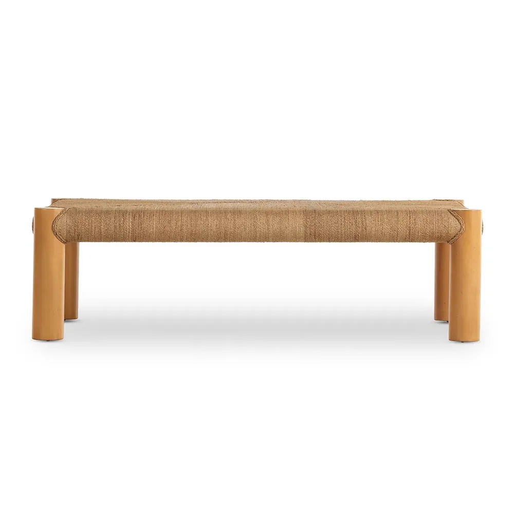 Olivia Coffee Table with Braided Top - Brown, Mahogany