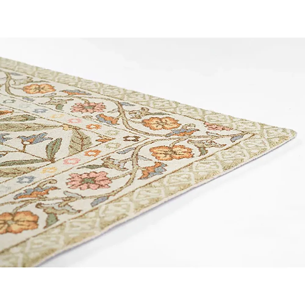 Olivia Floral Patterned Rug - Green, Wool