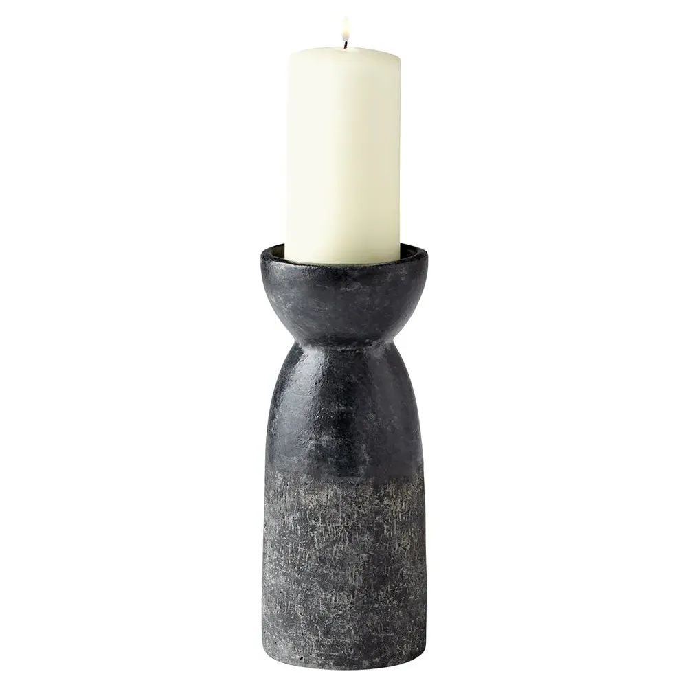 Olivia Large Candlestick Holder - Black, Ceramic