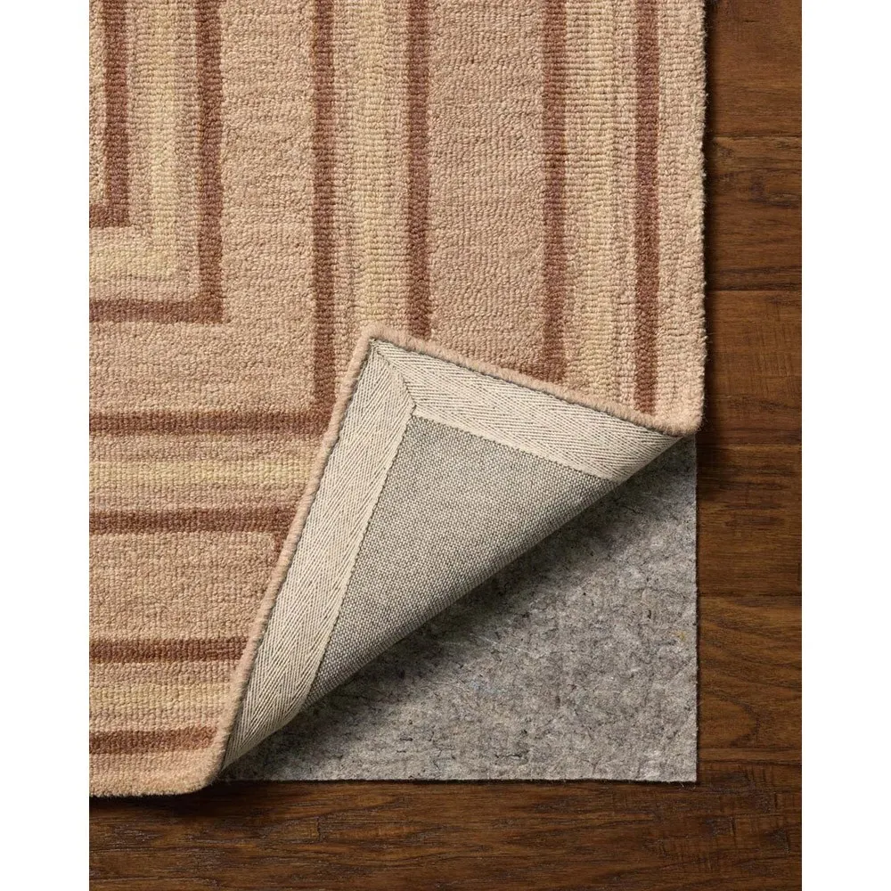 Olivia Large Linear Patterned Area Rug - Blush, Wool