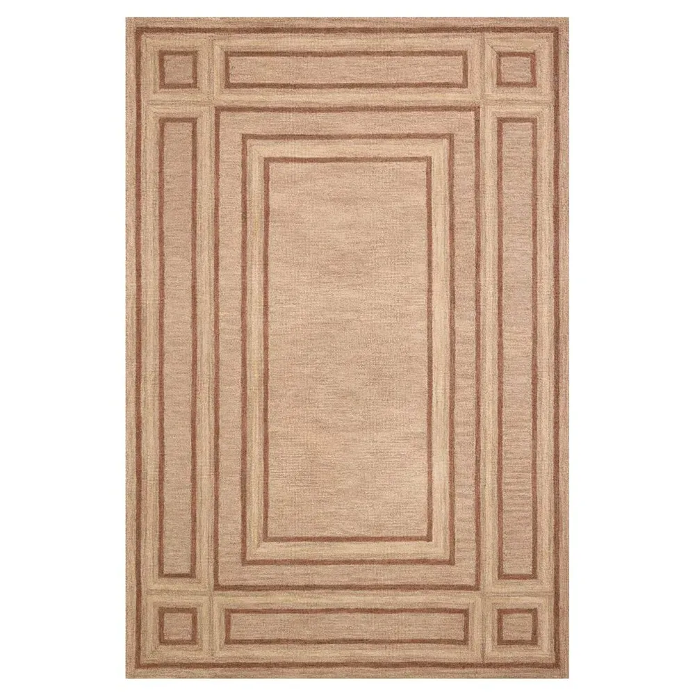 Olivia Large Linear Patterned Area Rug - Blush, Wool