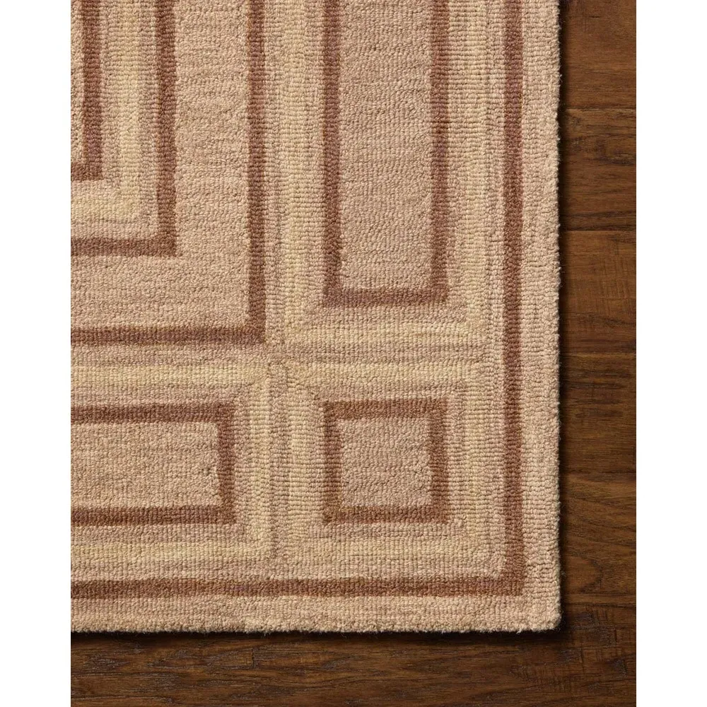 Olivia Linear Patterned Runner Rug - Blush, Wool