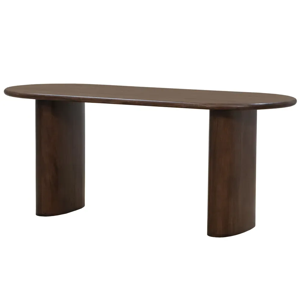 Olivia Oval Dining Table - Dark Brown, Acacia