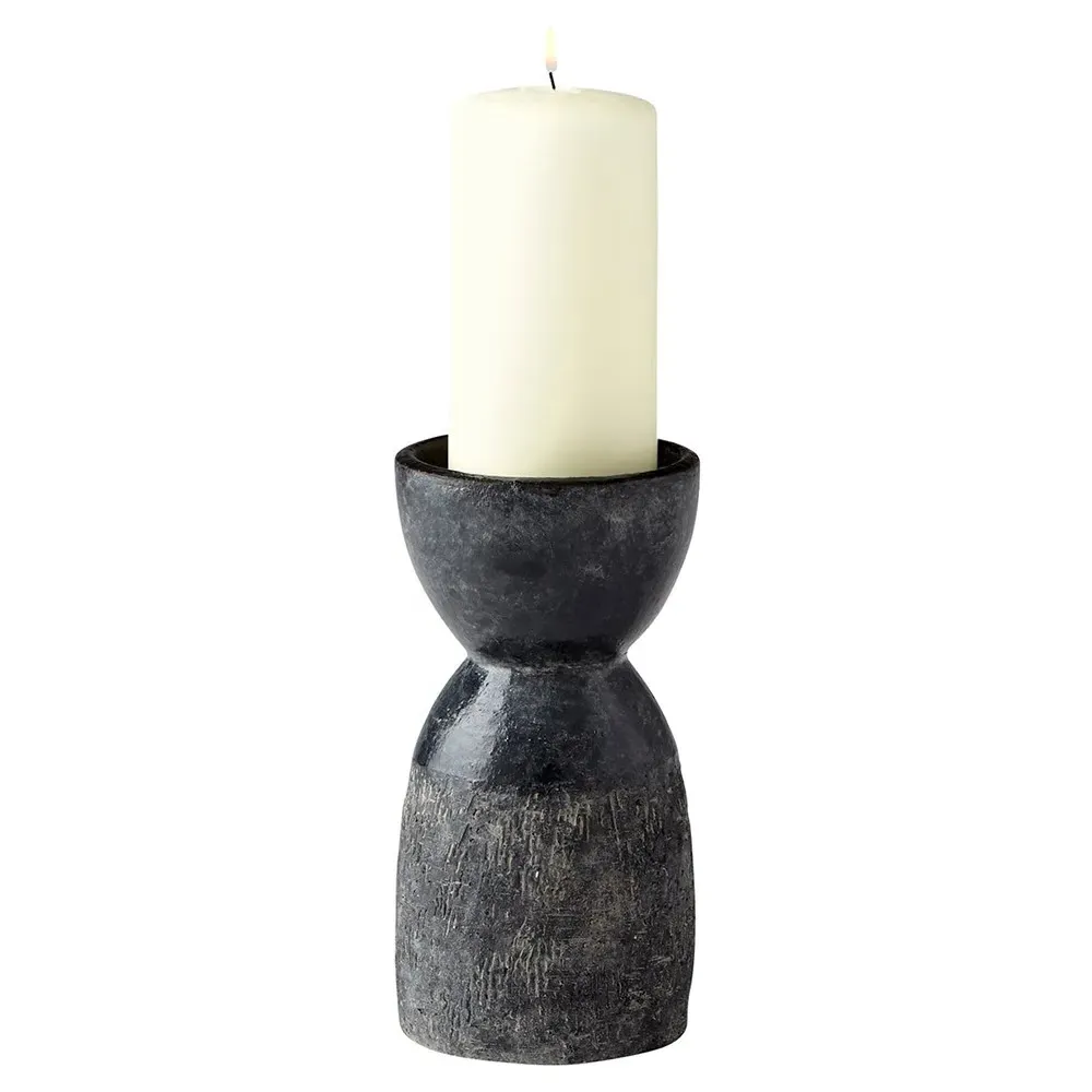 Olivia Small Candlestick Holder - Black, Ceramic image