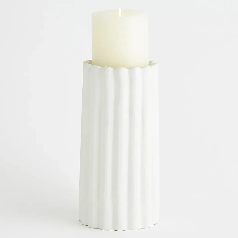 Olivier French Candleholder - White, Aluminum