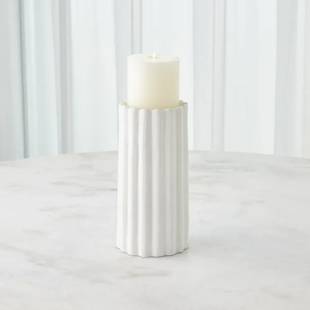 Olivier French Candleholder - White, Aluminum