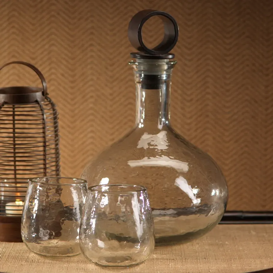 Olly Hammered Stemless Wine Glasses Set of 4 - Clear