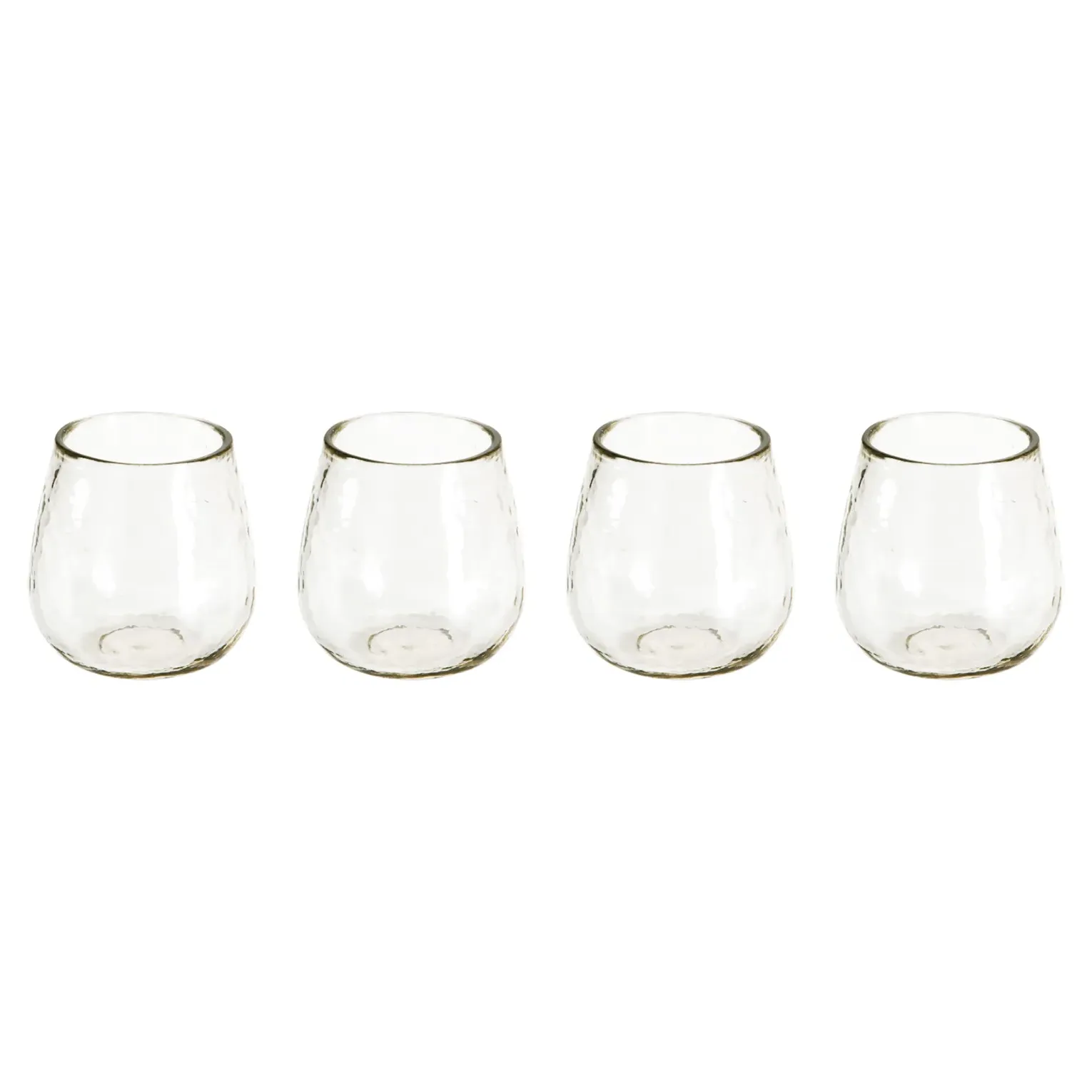Olly Hammered Stemless Wine Glasses Set of 4 - Clear image