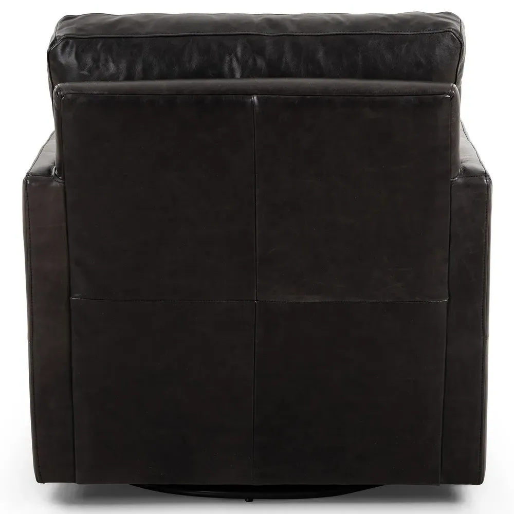 Olson Swivel Chair - Black, Leather