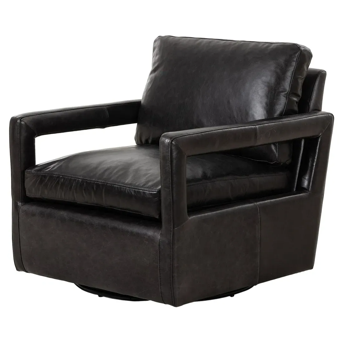 Olson Swivel Chair - Black, Leather image
