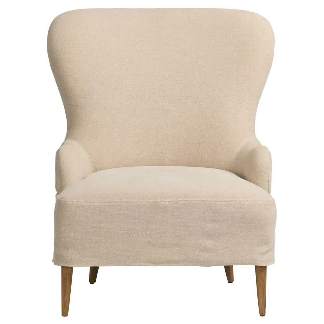 Omar Broadway Dune Wingback Chair - Beige, Linen