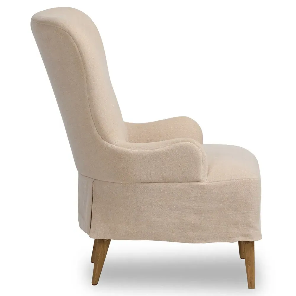 Omar Broadway Dune Wingback Chair - Beige, Linen