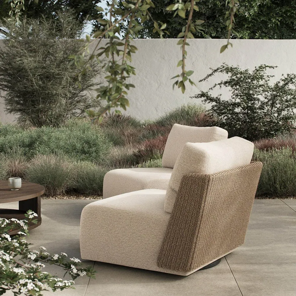 Omarion Woven Outdoor Swivel Chair - Brown, Polyethylene