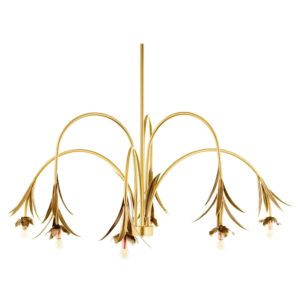 Onoria Arching Arm Floral Chandelier - Brass, Steel