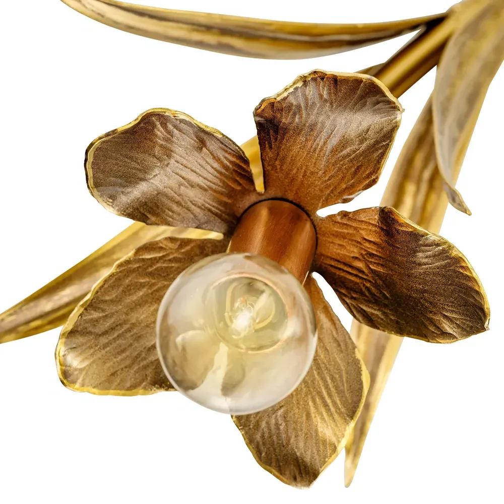 Onoria Arching Arm Floral Chandelier - Brass, Steel