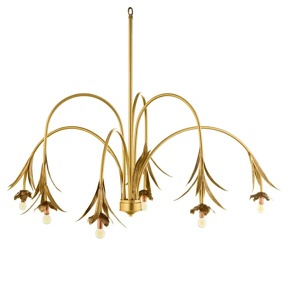 Onoria Arching Arm Floral Chandelier - Brass, Steel image