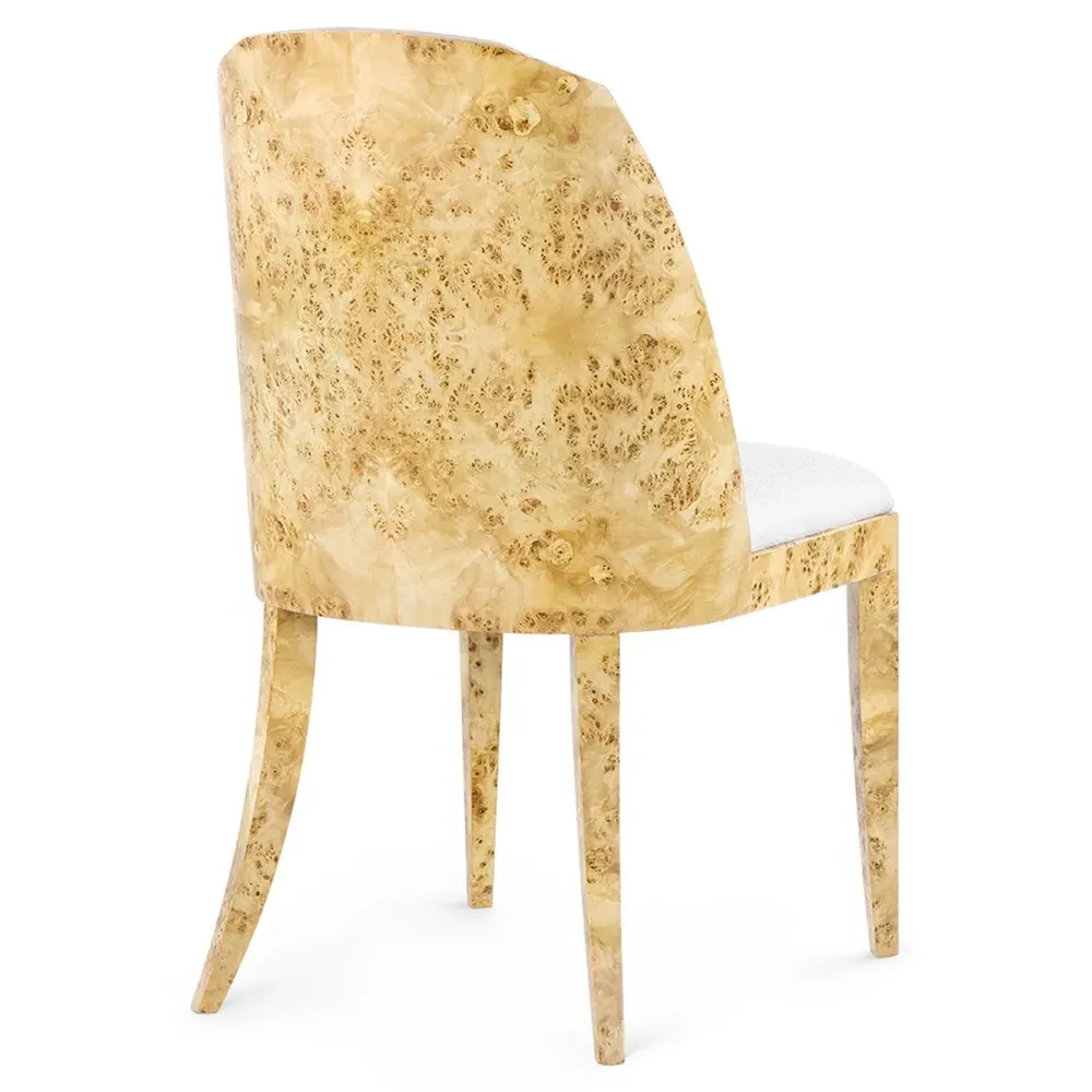 Ophelia Burl Wood Dining Chair - White, Mappa Burl