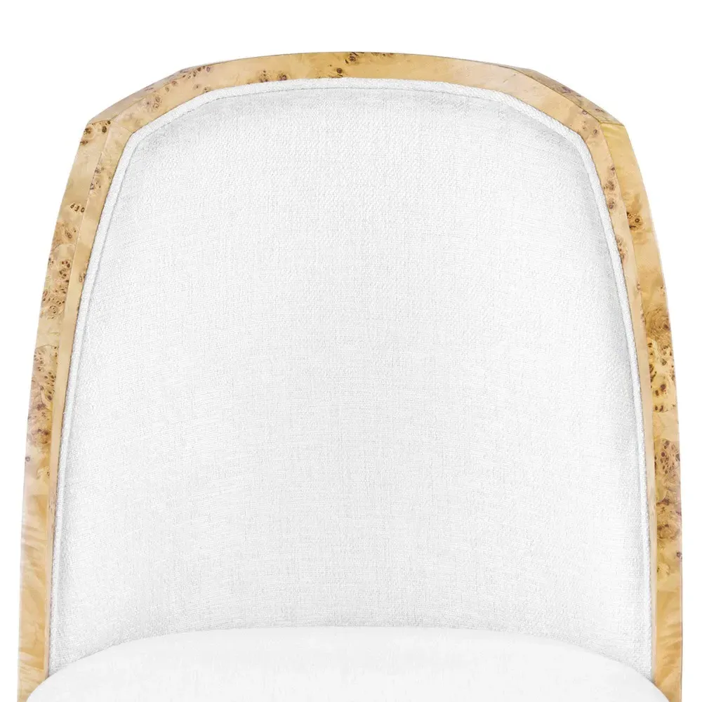 Ophelia Burl Wood Dining Chair - White, Mappa Burl