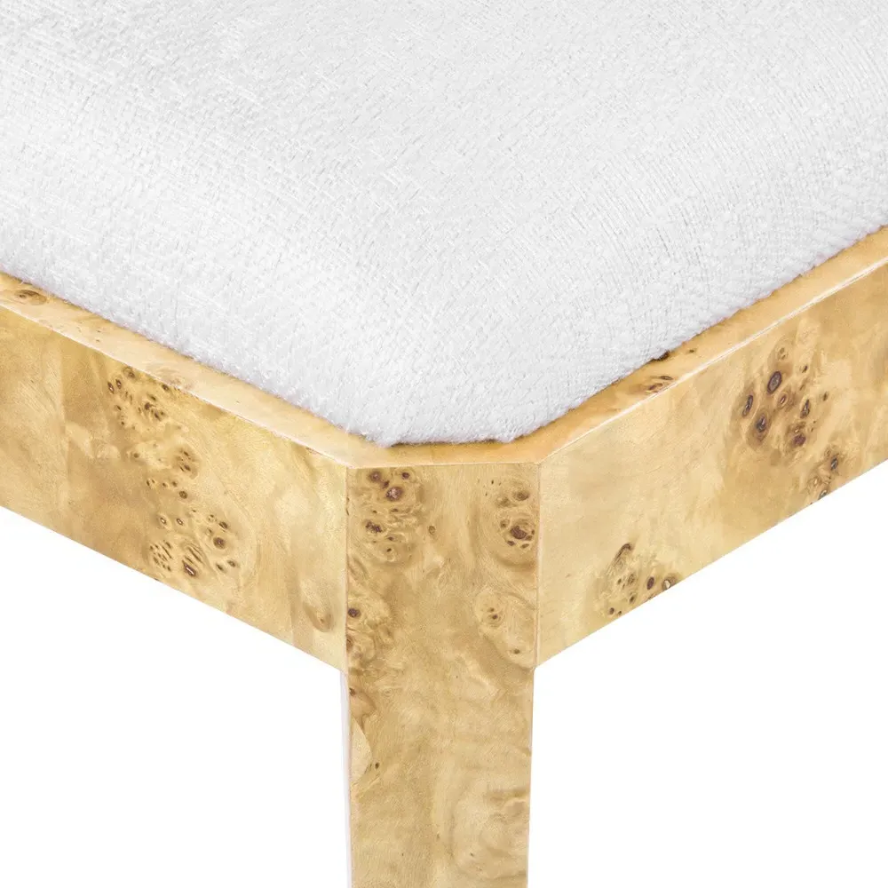 Ophelia Burl Wood Dining Chair - White, Mappa Burl