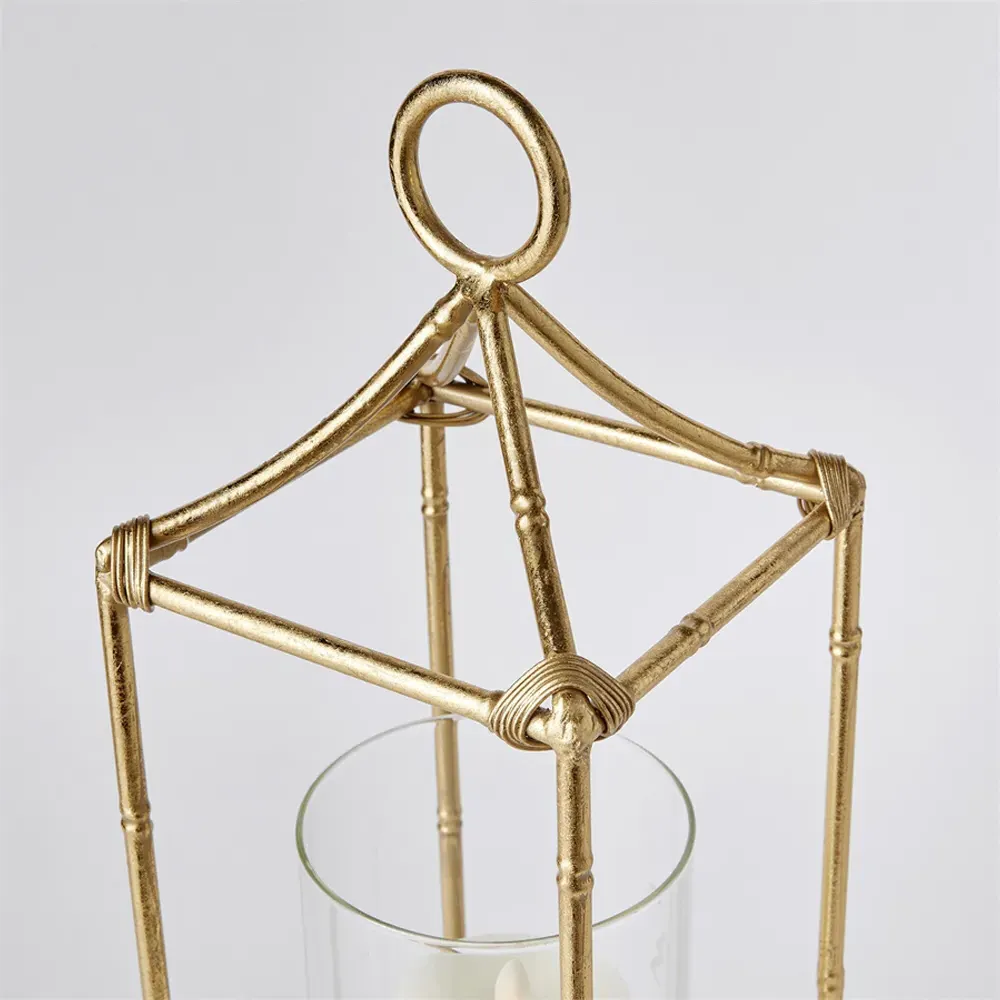 Ophelia Large Lantern Candle Holder - Antique Gold, Iron