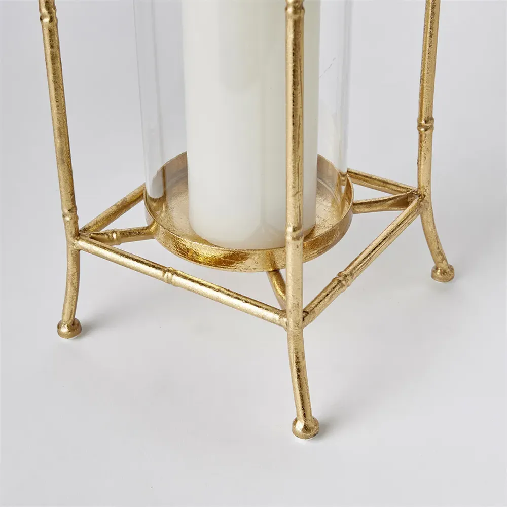 Ophelia Large Lantern Candle Holder - Antique Gold, Iron
