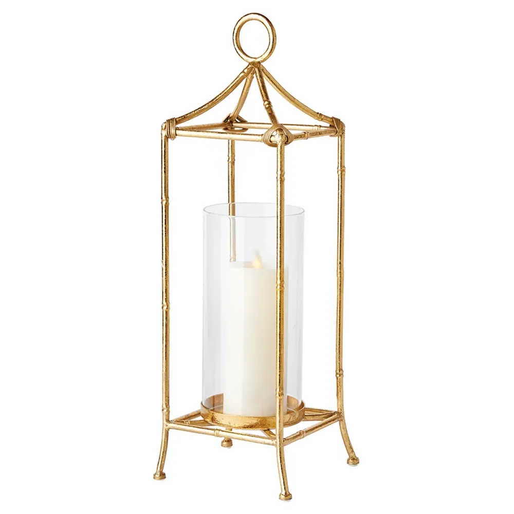 Ophelia Large Lantern Candle Holder - Antique Gold, Iron