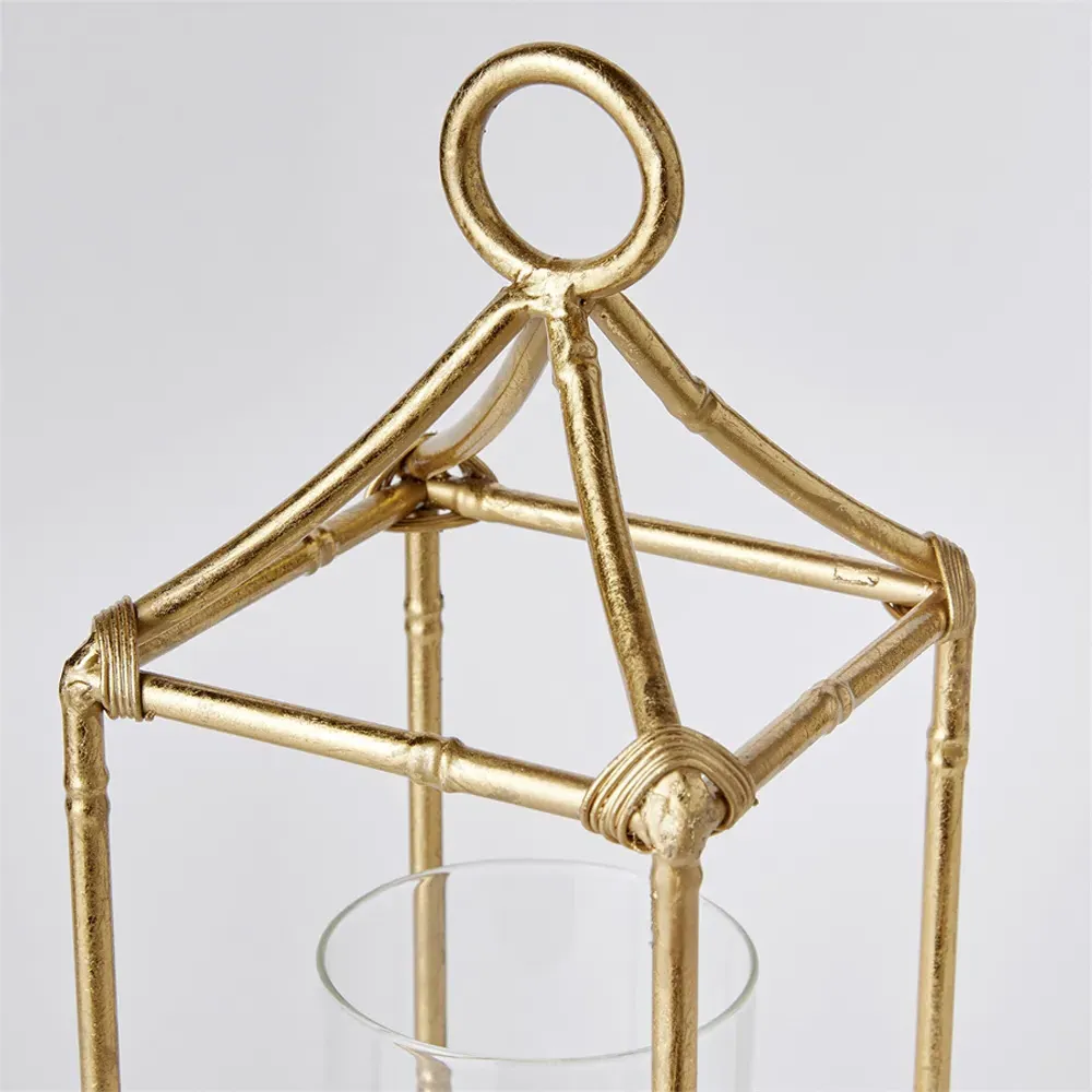 Ophelia Small Lantern Candle Holder - Antique Gold, Iron