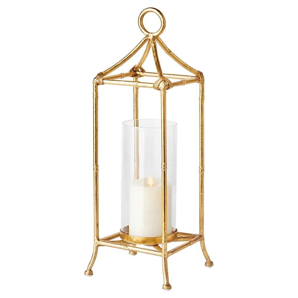 Ophelia Small Lantern Candle Holder - Antique Gold, Iron