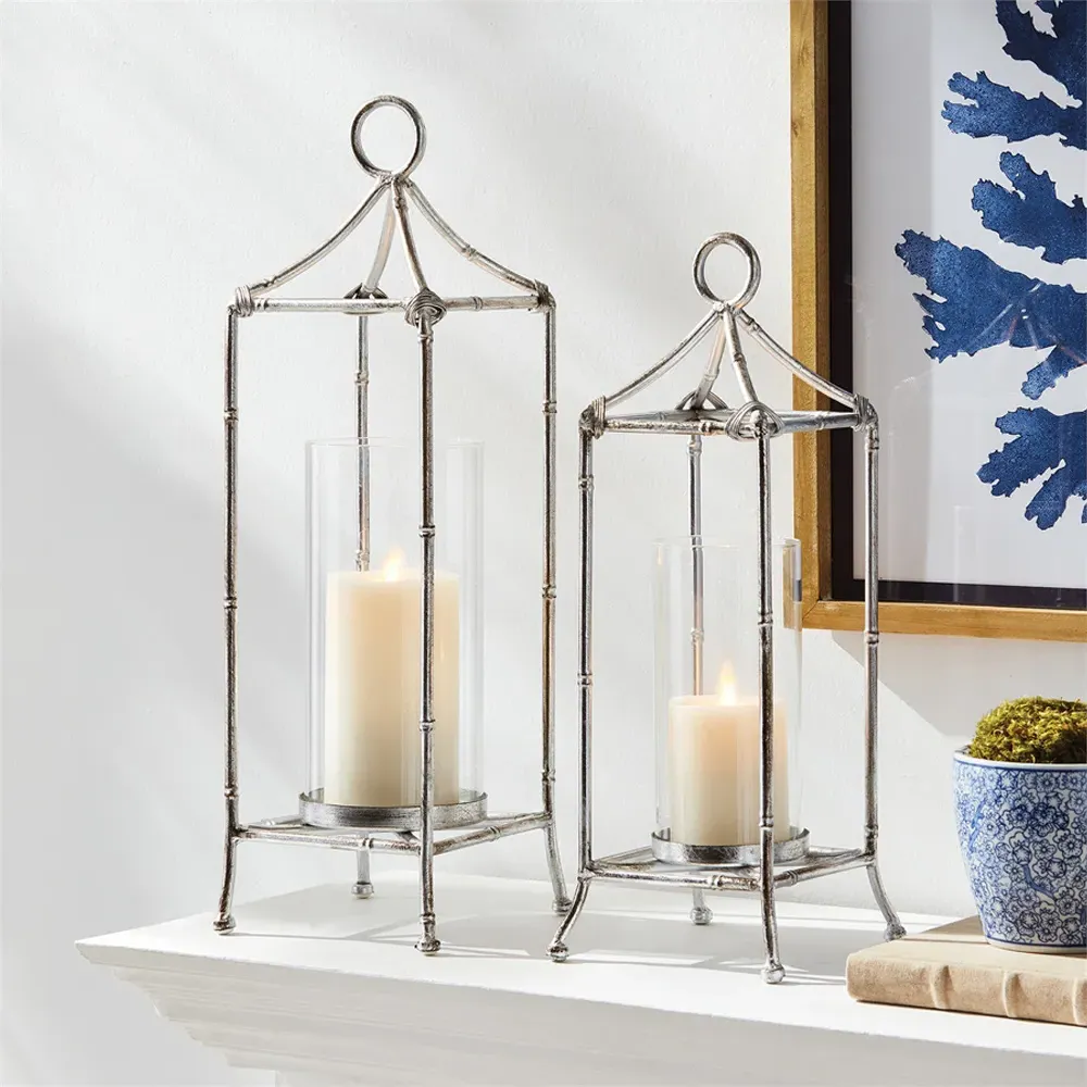 Ophelia Small Lantern Candle Holder - Antique Silver, Iron