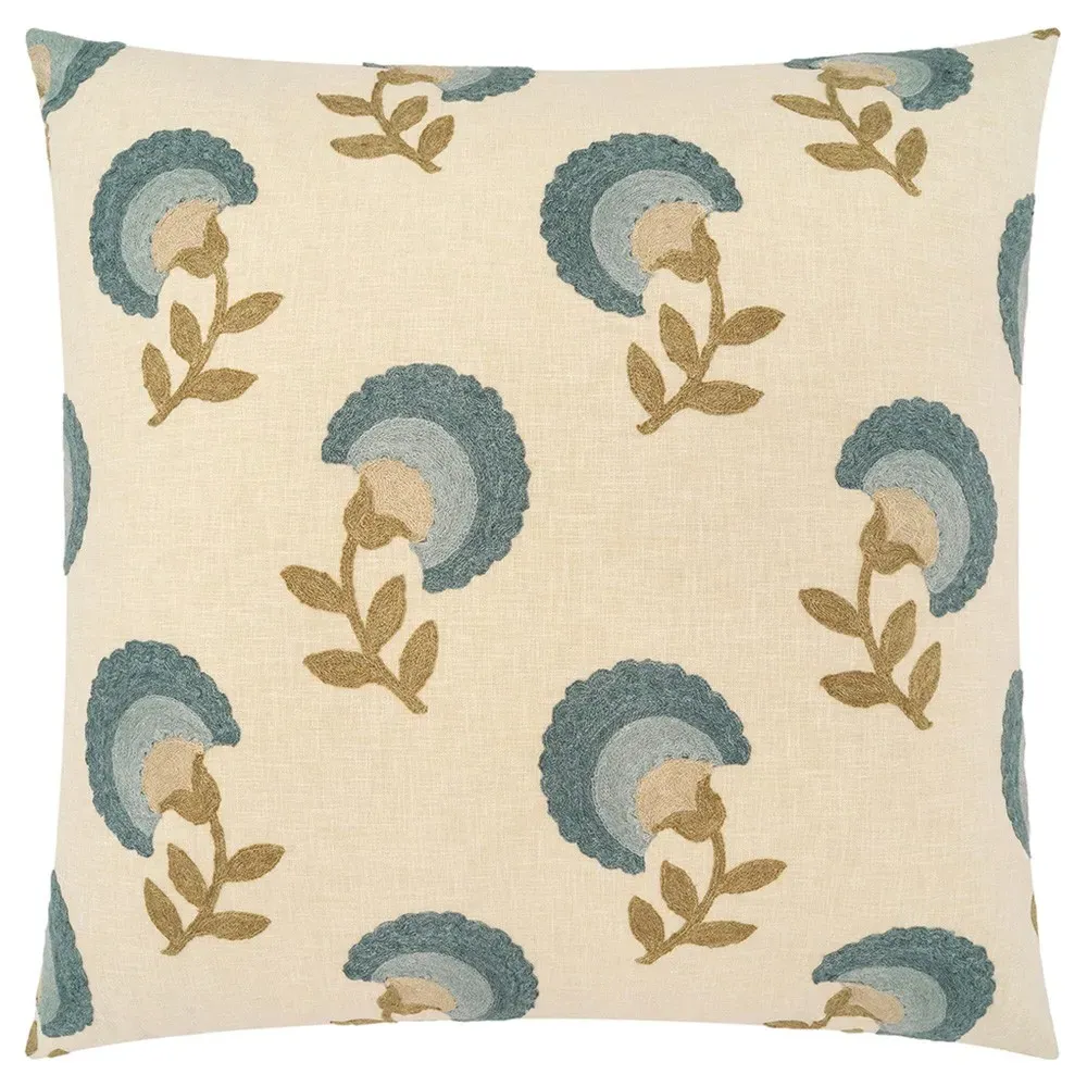 Ophelie 22x22 Floral Throw Pillow - Beige image