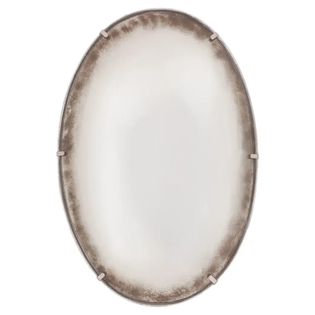 Orb Large Oval Wall Mirror - Grey Silver, Iron