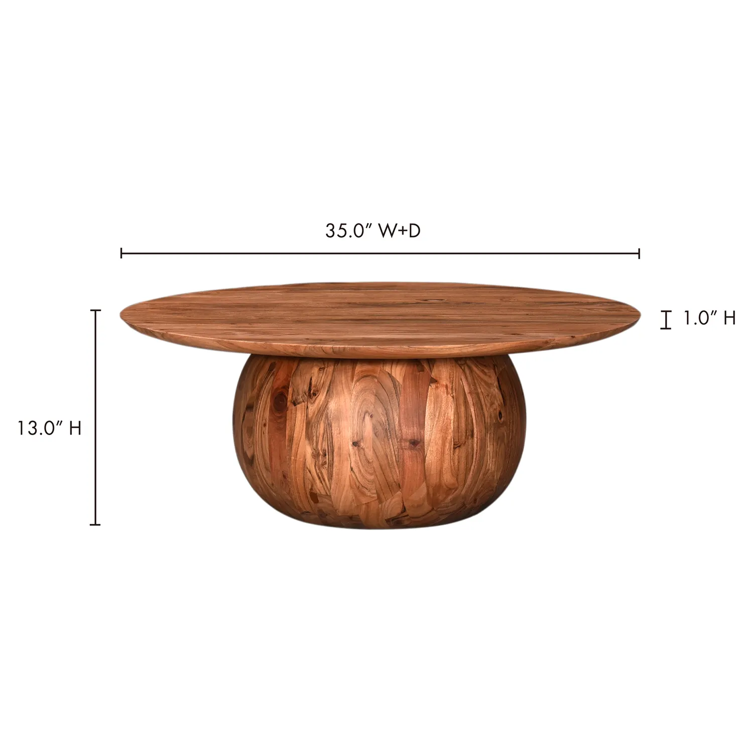 Ordin Round Coffee Table - Brown, Acacia Wood