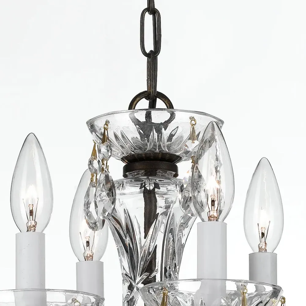 Orielle Bronze Metal Crystal Teardrop Mini Chandelier - Black