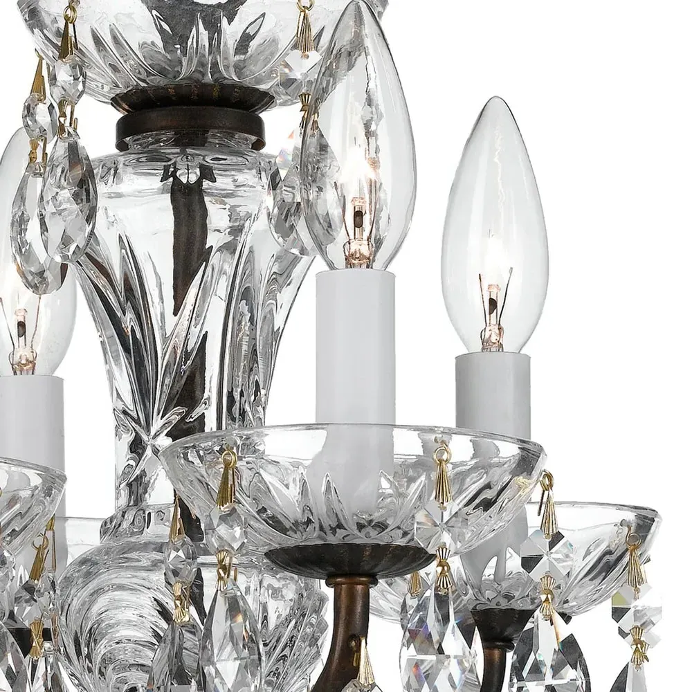 Orielle Bronze Metal Crystal Teardrop Mini Chandelier - Black