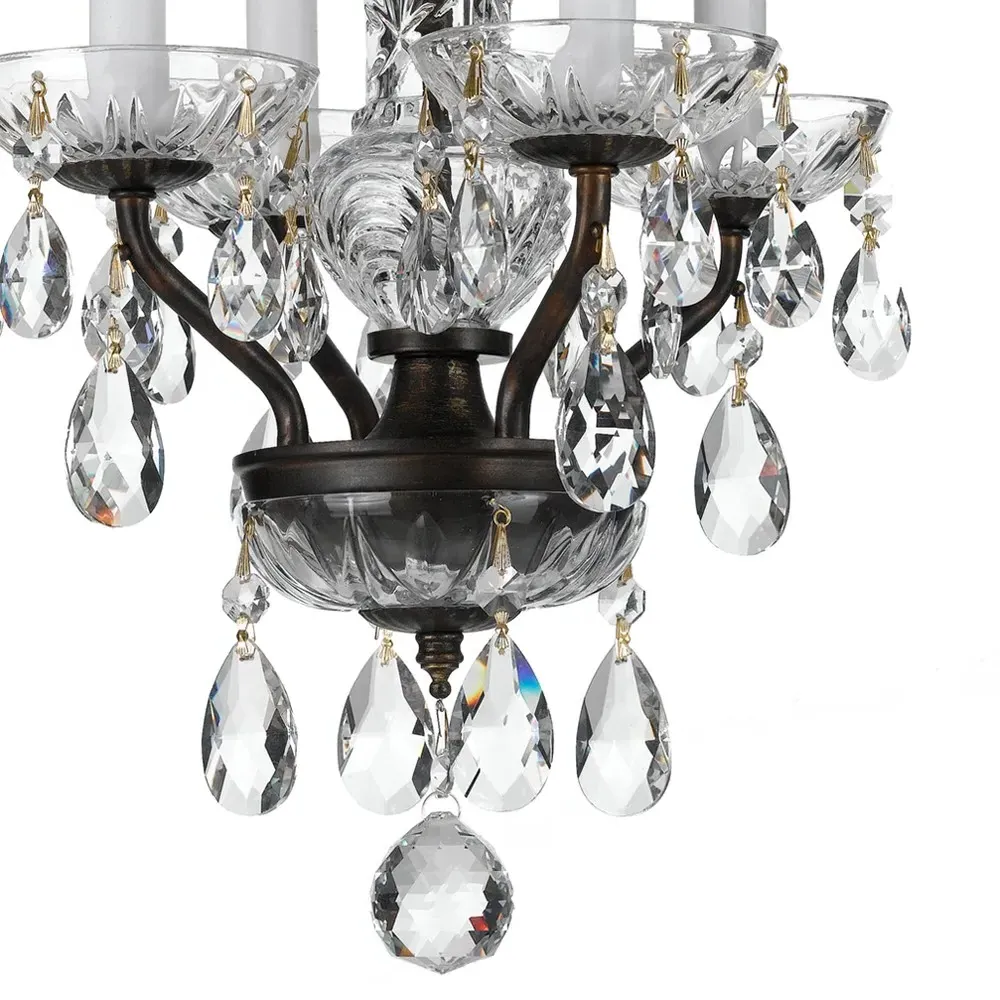 Orielle Bronze Metal Crystal Teardrop Mini Chandelier - Black