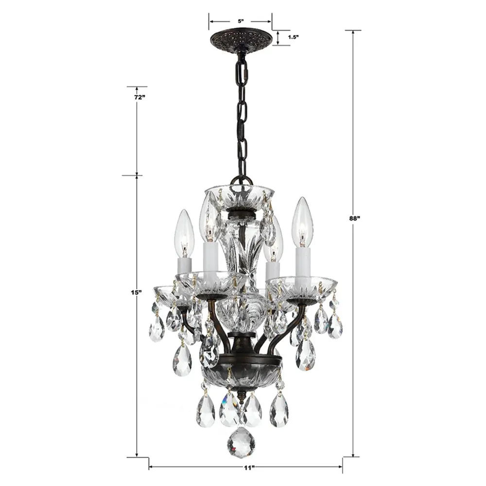 Orielle Bronze Metal Crystal Teardrop Mini Chandelier - Black