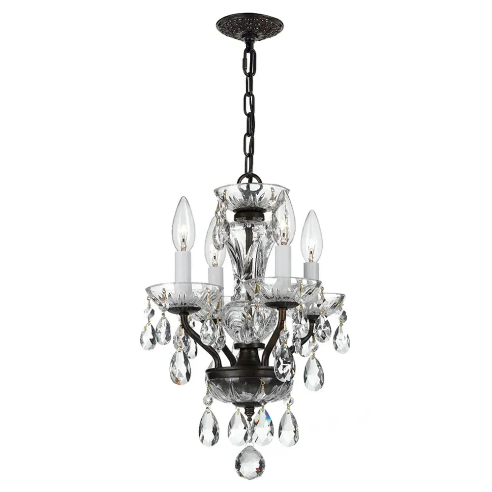 Orielle Bronze Metal Crystal Teardrop Mini Chandelier - Black image
