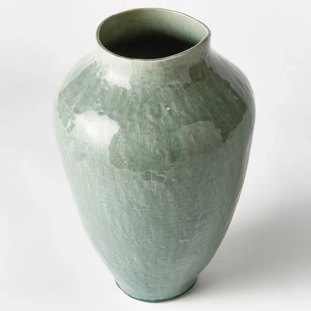 Orielle Large Decorative Table Vase - Green, Ceramic