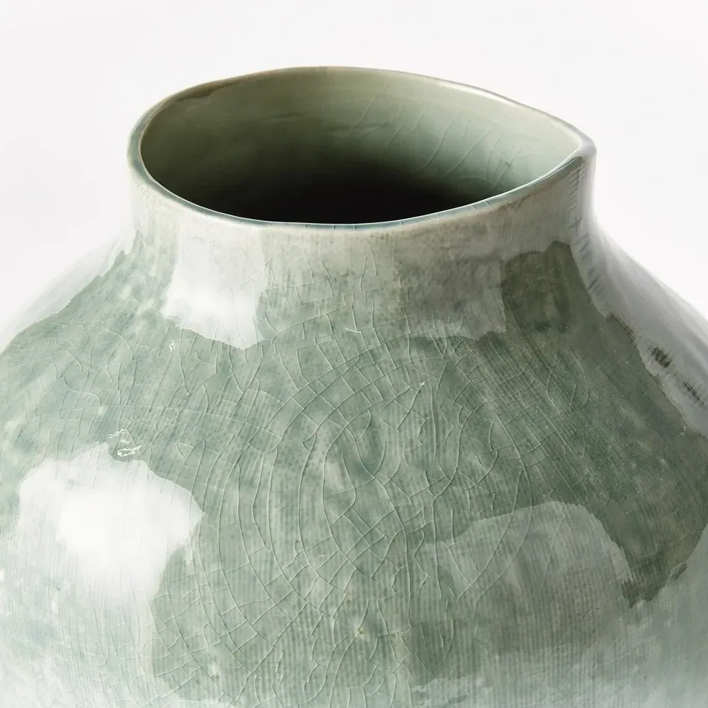 Orielle Large Decorative Table Vase - Green, Ceramic