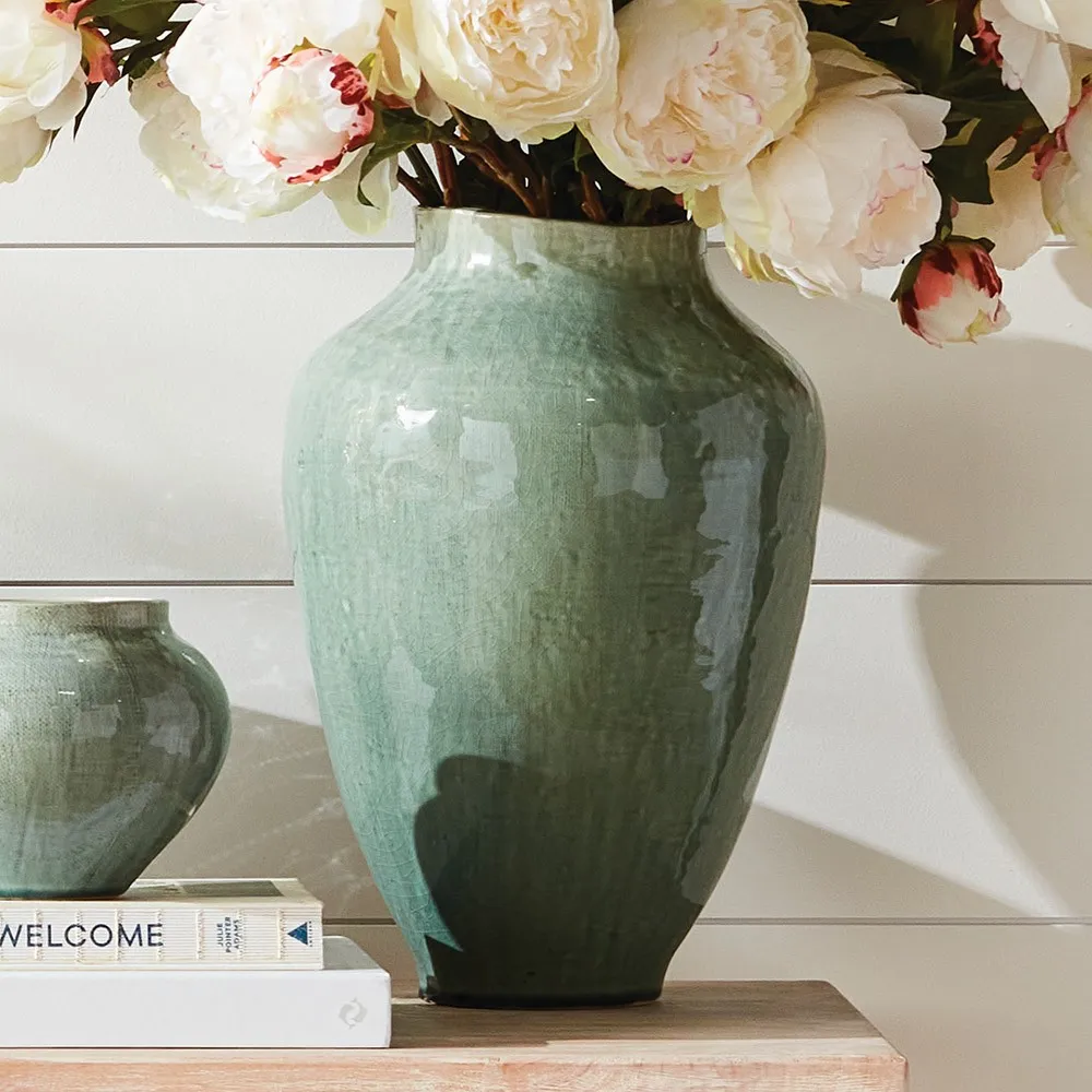 Orielle Large Decorative Table Vase - Green, Ceramic