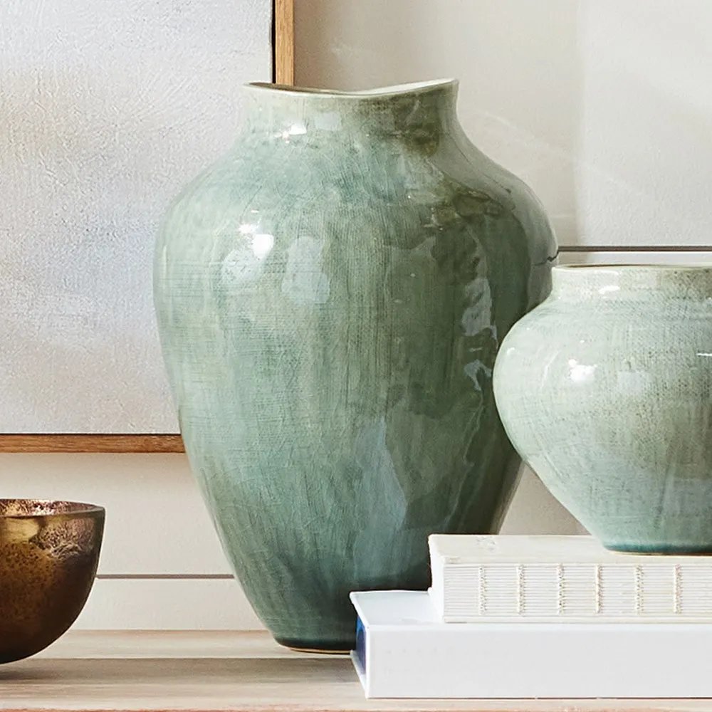 Orielle Small Decorative Table Vase - Green, Ceramic