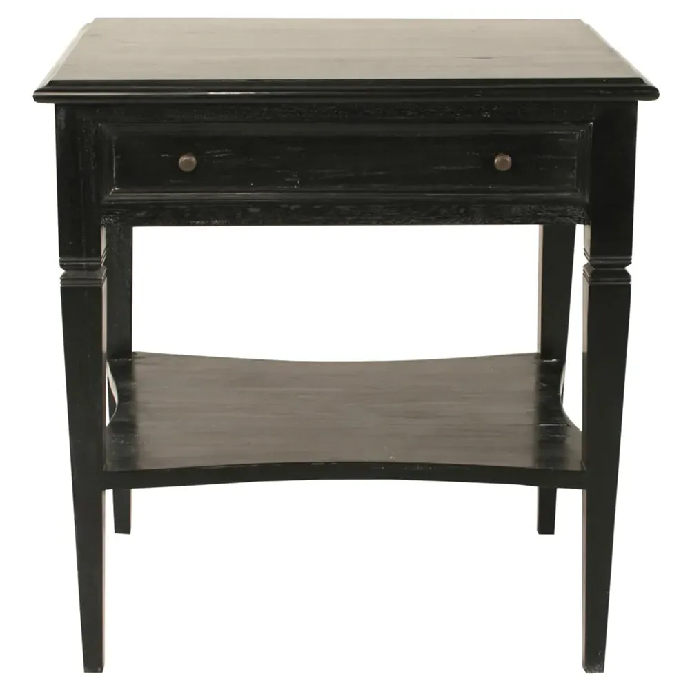 Orien 1-Drawer Side Table - Black, Mahogany Wood image