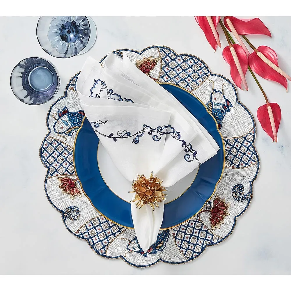 Orient Global Bazaar Glass Beaded Placemat Set - White