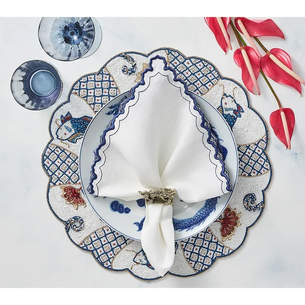 Orient Global Bazaar Glass Beaded Placemat Set - White