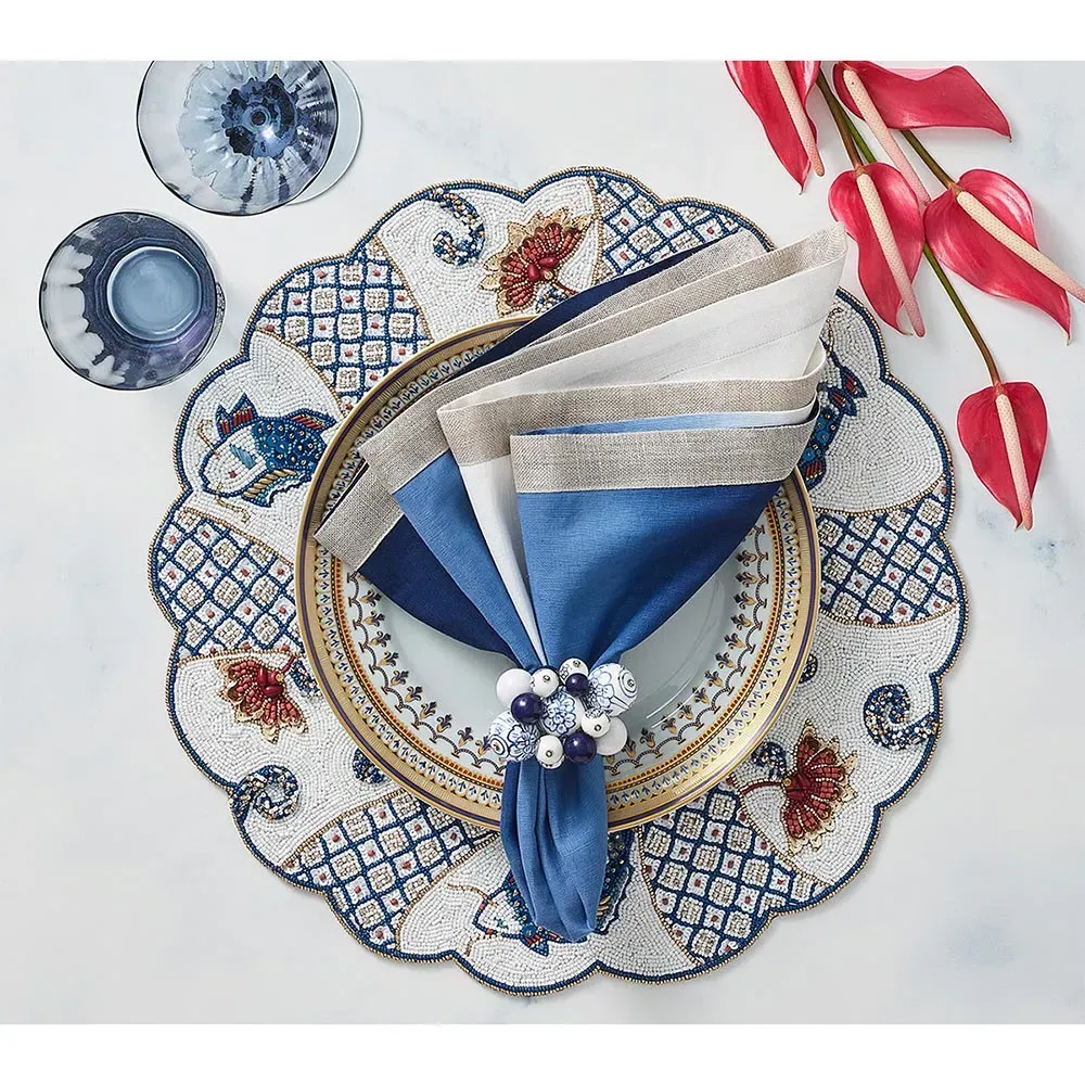 Orient Global Bazaar Glass Beaded Placemat Set - White