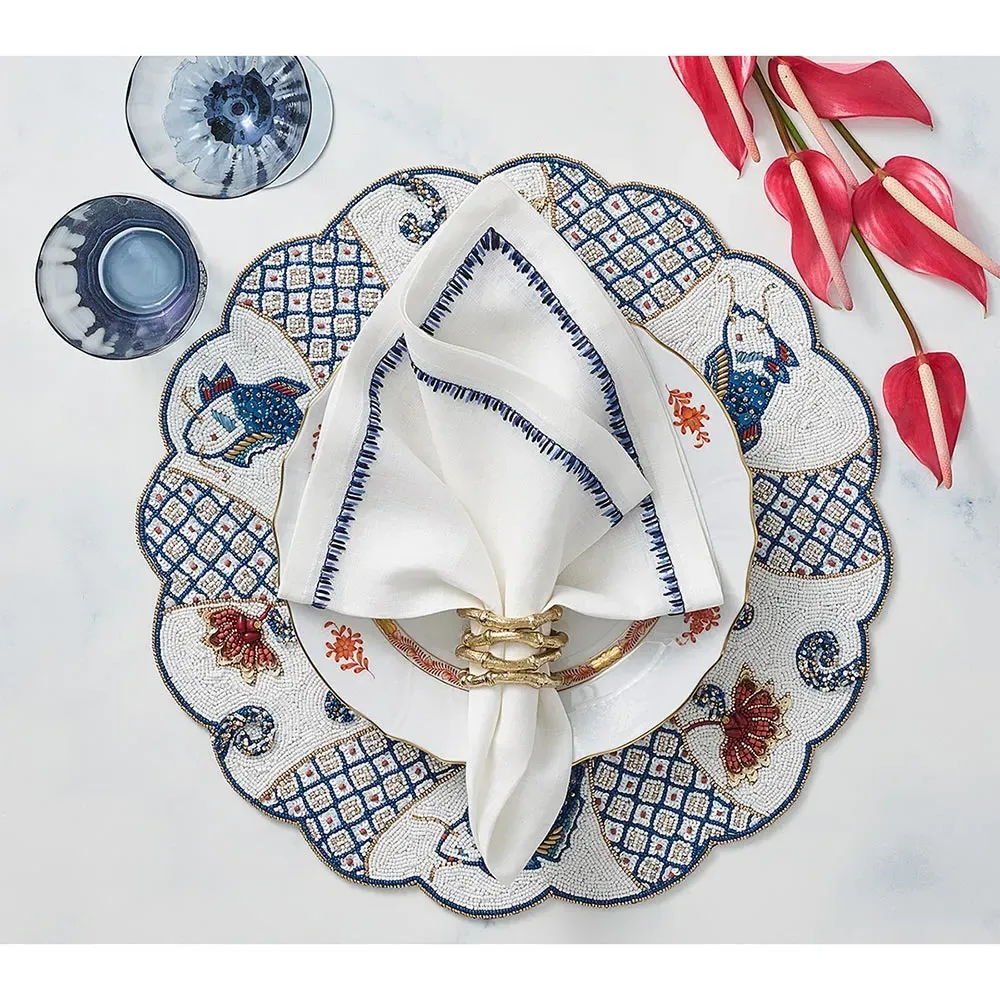 Orient Global Bazaar Glass Beaded Placemat Set - White